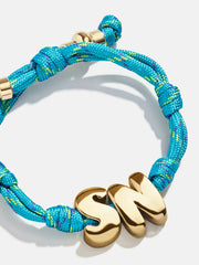 Knotty Initial Custom Bracelet - Aqua Double Letters