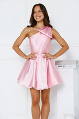 Sculpted Silhouettes One Shoulder Bubble Mini Dress Pink