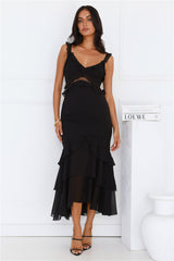 Golden Rooftops Midi Dress Black