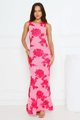 Vibe To It Mesh Maxi Dress Pink