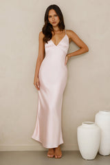 Chic 'Fit Slip Satin Maxi Dress Pink