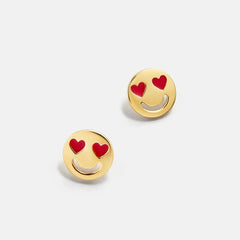 Kids' 18K Gold Heart Eye Emoji Earrings - Heart Eye Emoji