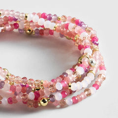 Indya Semi-Precious Layered Bracelet Set - Pink Multi