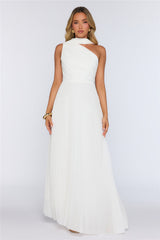 Rosy Romance One Shoulder Maxi Dress White