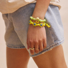 Knotty Good Eye Cord Bracelet  - Yellow