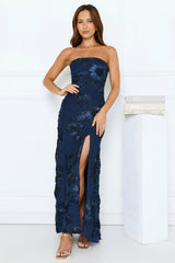 Iconic Influence Strapless Mesh Maxi Dress Navy