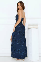Iconic Influence Strapless Mesh Maxi Dress Navy