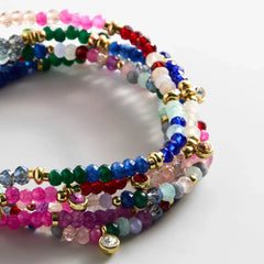 Indya Semi-Precious Layered Bracelet Set - Dark Multi