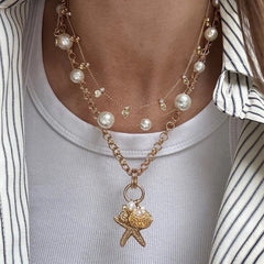 Isla Charm Necklace - Gold/Pearl