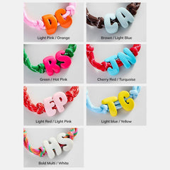 Knotty Enamel Initial Custom Bracelet - Red/Blue Double Letter
