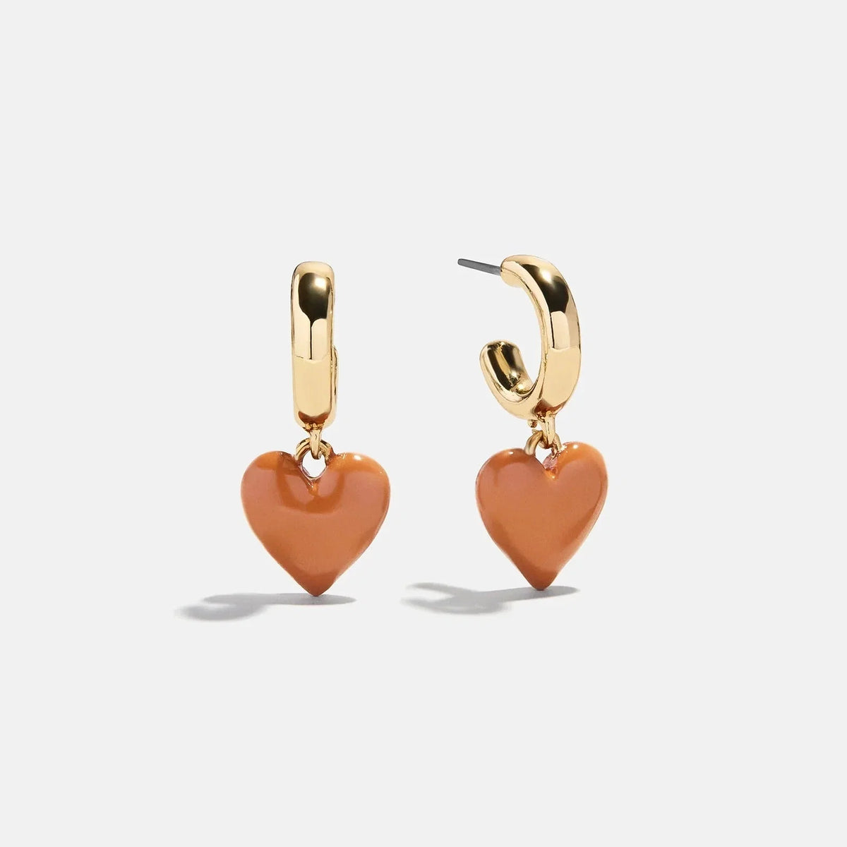 Game Day Heart Drop Earrings - Brown