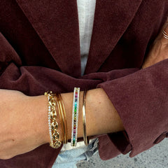 Helena Crystal Hinge Bangle - Gold/Multi