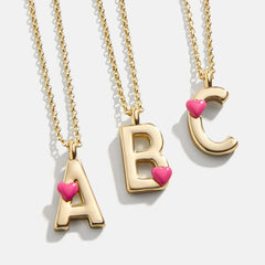 Kids' Heart Initial Necklace - Gold