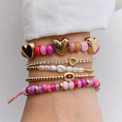 Happy Here Beaded Bracelet - Heart