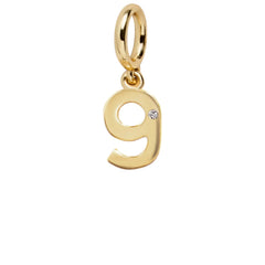 Gold Number Cluster Charm - 9