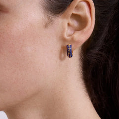 Game Day Enamel Huggie Earrings -  Blue