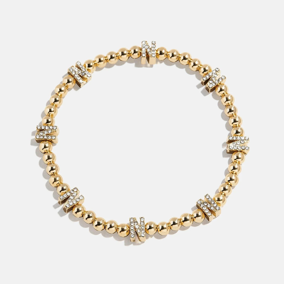 Gold/Pavé Repeating Initial Pisa Bracelet - N
