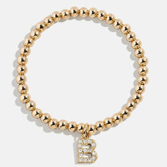 Gold/Pavé Dangle Charm Initial Pisa Bracelet - Gold/Pavé