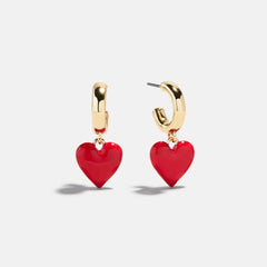 Game Day Heart Drop Earrings - Red