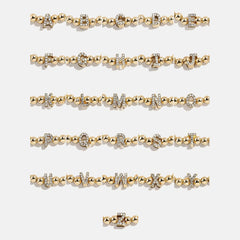 Gold/Pavé Repeating Initial Pisa Bracelet - C