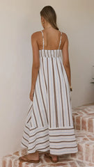 Marcel Maxi Dress - Choc/Blue Stripe