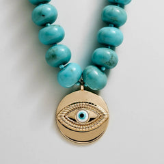 Joan Semi-Precious Evil Eye Necklace - Gold/Turquoise