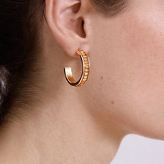 Game Day Baguette Hoop Earrings - Orange