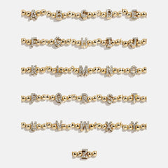 Gold/Pavé Repeating Initial Pisa Bracelet - E