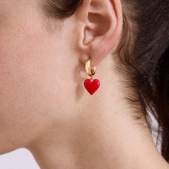Game Day Heart Drop Earrings - Red