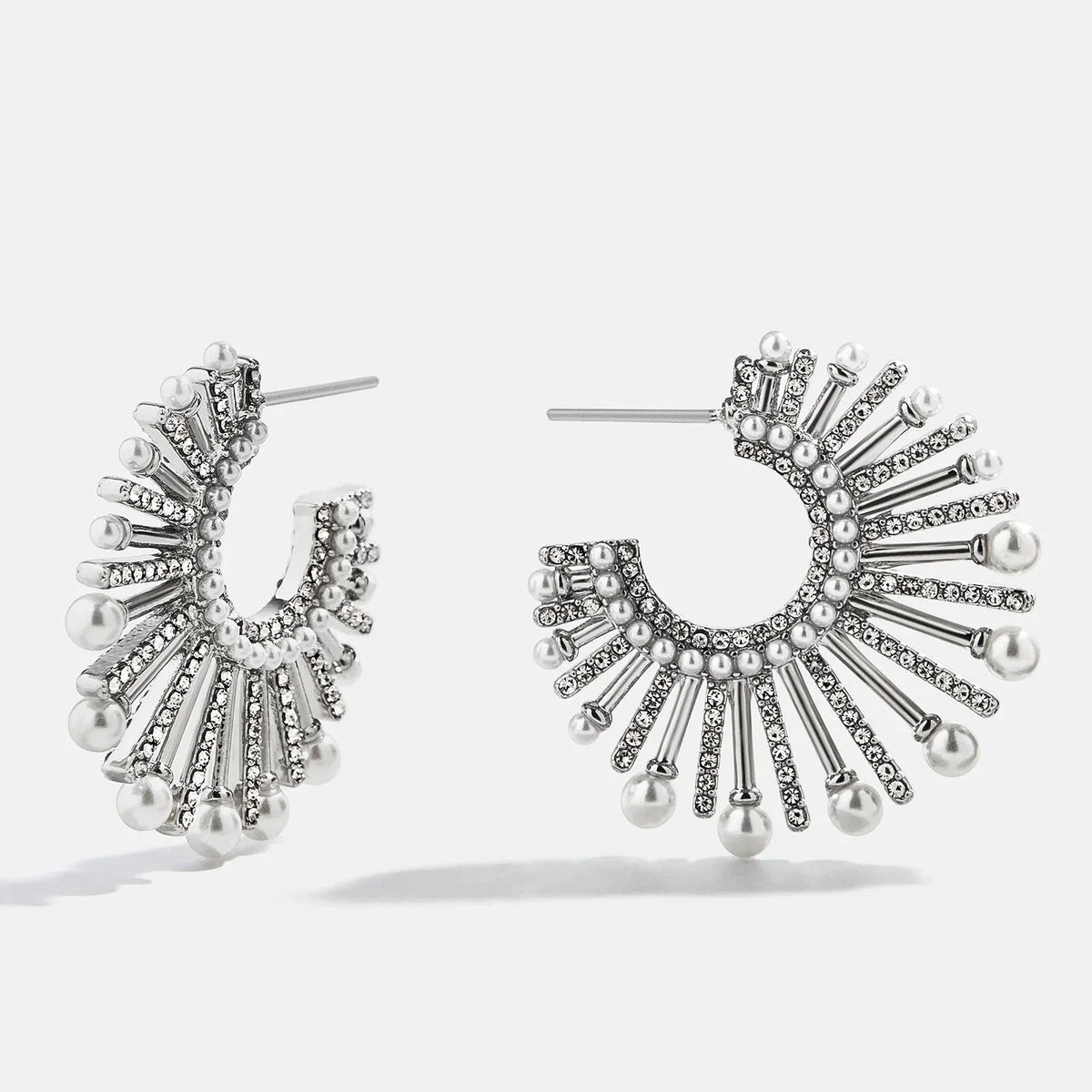 Jordan Sunburst Hoop Earrings - Silver/Pavé
