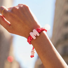Knotty Enamel Initial Custom Bracelet - Red/Pink Double Letter