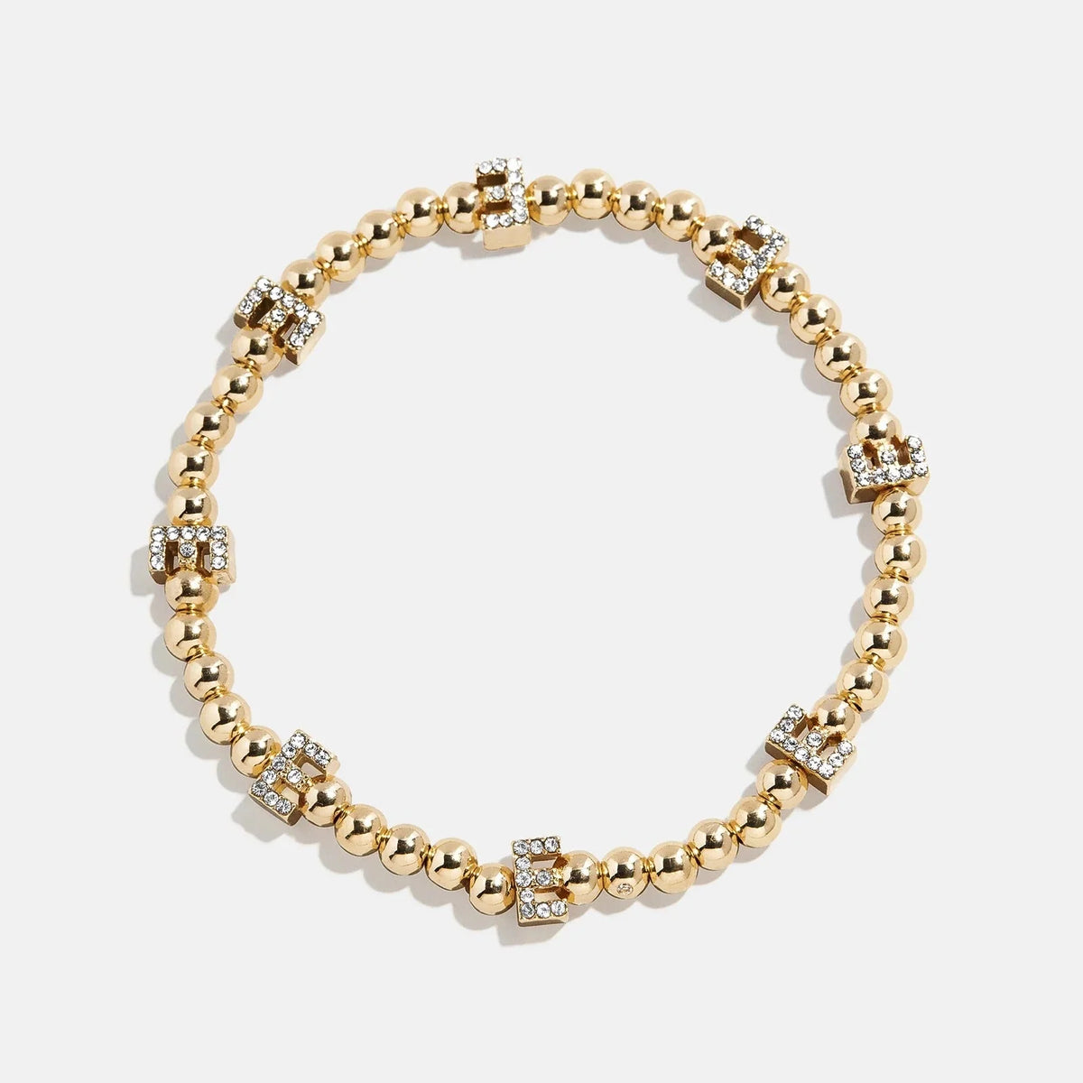 Gold/Pavé Repeating Initial Pisa Bracelet - E