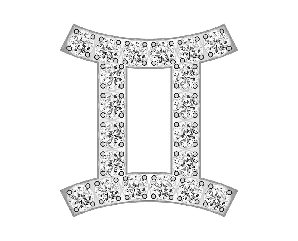 Gemini  Zodiac Icon - Pavé Silver