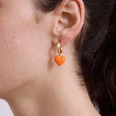 Game Day Heart Drop Earrings - Orange