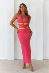 Miami Sunset Strip Maxi Skirt Pink