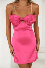 Cocktail Time Satin Mini Dress Hot Pink