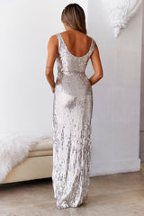 Amarelys Sequin Maxi Dress Silver