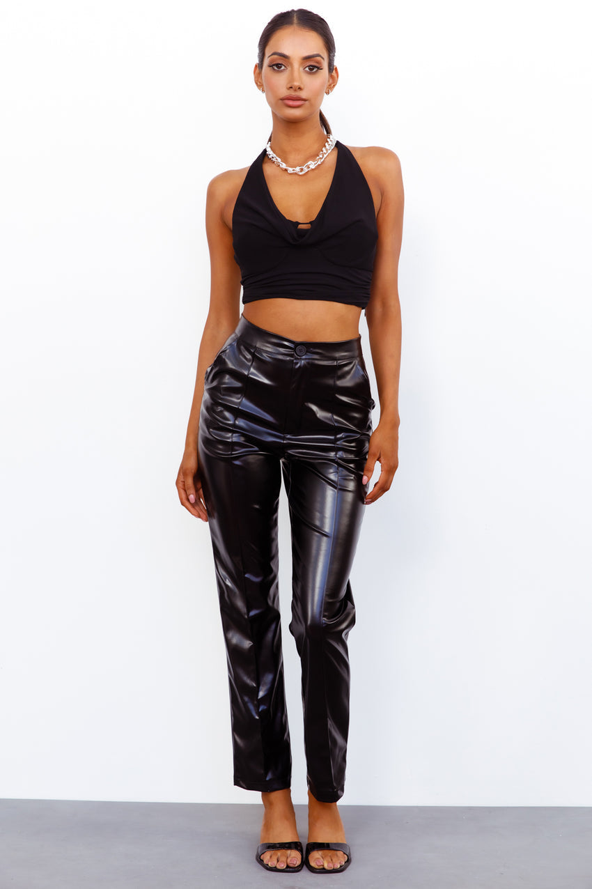Baddie Central Faux Leather Pants Black