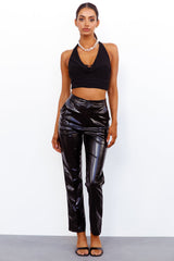Baddie Central Faux Leather Pants Black