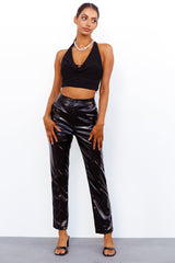 Baddie Central Faux Leather Pants Black