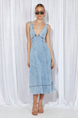 Search For New Denim Midi Dress Blue