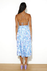 Blooming As One Midi Dress Blue