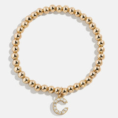 Gold/Pavé Dangle Charm Initial Pisa Bracelet - Gold/Pavé
