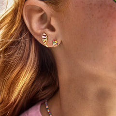 Kids' Rainbow Initial Earrings - Gold/Multi