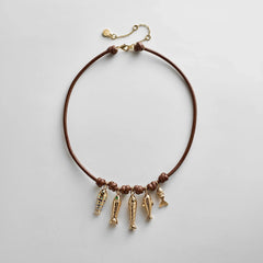 High Tide Fish Collar Necklace - Brown