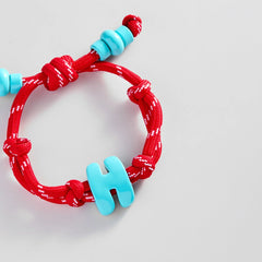 Knotty Enamel Initial Custom Bracelet - Red/Blue Single Letter