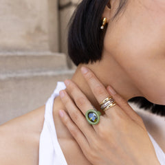 Joy Pop Cubic Zirconia Ring - Dark Green/Olive Green