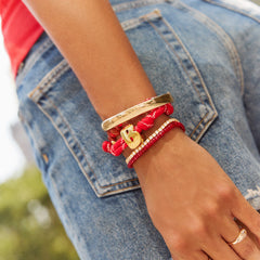 Knotty Initial Custom Bracelet - Cherry Red Single Letter