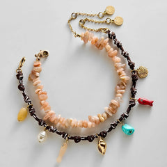 Kai Semi-Precious Waterproof Anklet Set - Multi