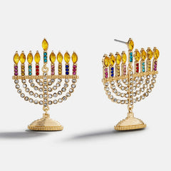Glow Big Menorah Statement Earrings - Menorah